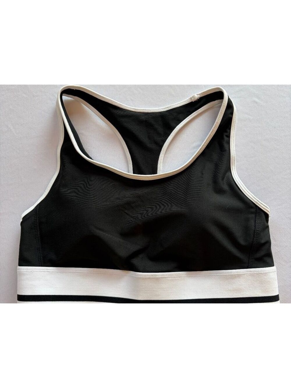 DSG Women’s Medium Black White Racerback Sports Bra Athletic Workout